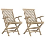 Chaises de jardin pliantes lot de 2 gris 56x61x89cm bois teck