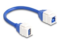 Delock - Usb-Kabel - Usb Typ A (Hona) Keystone Till Usb Type B (Hona) Keystone - 20 Cm - Upp Till 5 Gbps Dataöverföringshastighet - Vit / Blå