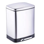 Dirt Devil Pedal Bin 2 x 12 L - Rubbish Bin 2 Compartments - Waste Separation System - Waste Bin with Soft Close - Removable Inner Bucket - Stainless Steel - 36.9 x 34.3 x 50.3 cm - Silver