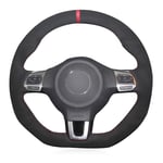 NsbsXs For Volkswagen Golf 6 GTI MK6 Polo GTI Scirocco R Passat CC R Line 2009 2016 Black Suede Red Marker Car Steering Wheel Cover