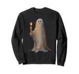 Halloween Ghost Holding Candle Spooky Sweatshirt