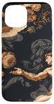 Coque pour iPhone 15 Noir Art Déco Floral Michel-Ange Création Of Adam Sixtine