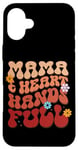 iPhone 16 Plus Mama Heart Hands Full Retro Floral Typography Case