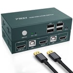 Kvm Switch Hdmi 2 Ports,Kvm Switch 4K@60Hz Usb2.0,2 Pc 1 Moniteur Switch,Kvm Switch Hdmi 2.0,Switch De Raccourci,Avec 2 Câbles Hdmi Et 2 Câbles Usb