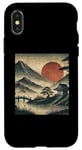 Coque pour iPhone X/XS Village japonais vintage jardin vue montagne paysage soleil