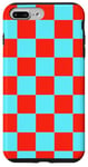 Coque pour iPhone 7 Plus/8 Plus Bleu et rouge cerise à carreaux, esthétique, tendance