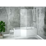 Baignoire asymétrique integra 150/170 cm x 75 cm + pare baignoire - Angle: Droit - Dimensions: 170cm