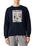 United Colors of Benetton Men's Jersey G/C M/L 3J73U103Y Long Sleeve Crewneck Sweatshirt, Dark Blue 016, XS