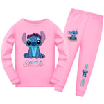 Stitch-dräkt Barn Pyjamas Långärmad Byxor Pyjamas Set pink 140cm