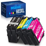 INSMAX 5-pack 603XL bläckpatron kompatibel för Epson 603 603 XL för Expression Home XP-2100 XP-2105 XP-3100 XP-3105 XP-4100