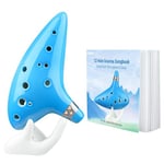 Ohuhu Ocarina, Legend of Zelda Ocarina 12 Trous Céramique Alto C Instrument de Musique, Zelda Ocarina avec Livre de Chansons Cadeau pour les fans de Zelda (Bleu Clair)