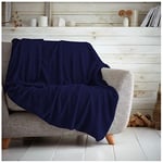 GC GAVENO CAVAILIA Popcorn Sofa Bed Blanket, Snuggle Waffle Throw, Fleece Blankets, Navy, 200X240 Cm