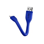 SBS Micro Data and Charging Cable, Longueur 12 cm, Connecteurs USB, Micro USB, Finition plate anti-enchevêtrement, pour Smartphone, Tablette, Ordinateur portable, Pc, bleu