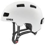 uvex City 4 - Casque de Ville Léger pour Hommes et Femmes - Éclairage Led Compris - Réglage de la Taille Individuel - White Skyfall Matt - 55-58 cm