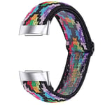 Elastiskt nylonband med justerbart spänne flätat klockarmband för Fitbit Charge 6/5 - 14# [DM] Multicolor Style G Fitbit Charge 6