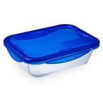 Pyrex - Cook & go - Boîte Rectangulaire en Verre avec Couvercle Hermétique et Étanche Ø 24 cm - Cuisinez au Four, Conservez et Emportez