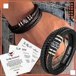 Dubbel rad armband Punk smycken Läderarmband Present till son barnbarn make Son