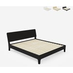 Lit 2 places 160x190 design moderne en bois avec sommier et lattes Linz Couleur: Noir