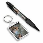 Pen & Keyring (Rectangle) - Caracal African Lynx Cat  #3171