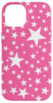 Coque pour iPhone 14 Rose et blanc, étoiles