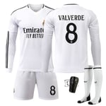 Real Madrid Barn Hemmaställ 2024-2025 Höst & Vinter Nr 8 Strumpor + Skydd S VALVERDE No 9 strumpor + skydd No 9 socks + Guard S