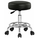 Casaria - Tabouret à roulettes Siège rembourré pivotant 360° Hauteur réglable Noir blanc Noir