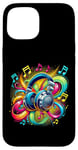 Coque pour iPhone 15 Casque hip-hop urbain rétro vintage dj fantaisie graffiti