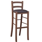 Tabouret De BAR Haut Bois Noyer Sombre Avec H 80 CM Siège Cuir Artificiel Brun