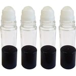 Förpackning med 4 tomma glasflaskor med rullkula för eteriska oljor - Påfyllningsbar rullkula i färg - Bulk - 30 ml 1 oz