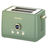 Toaster 2 Slice - ZACHVO Toaster with LCD Countdown Timer, 6 Browning Setting - 850W Bread Toaster with Warming Rack and Removable Crumb Tray - High Lift, Reheat, Defrost, Cancel Function