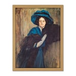 Raimundo De Madrazo Portrait Of A Lady In Blue Large Framed Art Print Poster Wall Decor 18x24