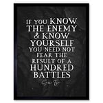 Artery8 Slate Inspiring Quote Sun Tzu Know Yourself Need Not Fear Result Art Print Framed Poster Wall Decor 12x16 inch