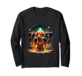 Festive Dachshund by the Fireplace – Cozy Holiday Art Long Sleeve T-Shirt