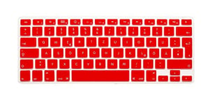 System-S Silicone Keyboard Protective Cover QWERTZ German Keyboard Cover for Macbook Pro 13 "15" 17 iMac Macbook Air 13 Inch in Red