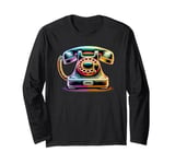 Colorful Line Art Vintage Telephone Landline Dial Long Sleeve T-Shirt