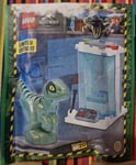 POLYBAG LEGO FIGURINE JURASSIC WORLD FOIL 122327 LE RAPTOR ET L'INCUBATEUR LABO