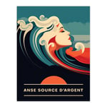 The Seaside Calls Anse Source d'Argent Beach Seychelles Sunset Woman of the Waves Sea Siren Ocean Unframed Wall Art Print Poster Home Decor Premium