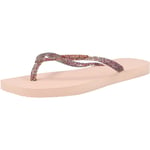 Havaianas Slim Square Logo Metallic Ballet Rose Rubber Flip Flops Sandals