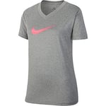 Nike G NK Dry Tee Leg Vneck Swoosh T-Shirt Fille Carbon Heather FR : XL (Taille Fabricant : XL)