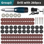 Mini perceuse électrique aste sans fil,batterie Dremel,Dremel,travail de calcul,gravure,bricolage pour graveur,perceuse sans fil - Type Set 3