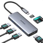 USB C Hub Multiport Adapter, 6 in 1 USB Type C Dongle Mac Accessories Converter with 4K HDMI, 3 USB 3.0, SD/TF Card Reader for MacBook Pro Air 2021 2020 2019 M1, Surface Go, Dell XPS 13 15 and More