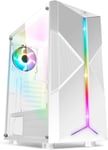 Clone Iii|Boitier Pc Gamer Rgb Blanc|Compatible Atx/Matx/Itx|Moyen Tour Gaming Vide Avec Paroi Latérale En Verre Trempé|2 Ventilateurs Pc 120 Mm Dont 1 Argb Inclus