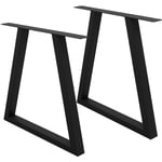 Set 2 Pieds de Table - 60 x 72 cm - Trapèze - Noir - en Acier Revêtu de Poudre - Pied de Meuble Banc - Support Profil Trapèze - Design Industriel
