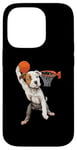 iPhone 14 Pro Vintage Pitbull Dog Playing Basketball Dog Sports Game Lover Case