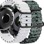 Pack 2x Bracelets Ocean Waves Pour Garmin Fenix 7 Pro Sapphire Solar Blanc Et Vert Camouflage