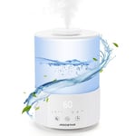 Aigostar Misty-2,5L Humidificateur d'air silencieux,diffuseur d'huiles essentielles,idéal pour bébé.Minuterie 8 heures,mode veille et arrêt automatique.2 volumes de brume et éclairage LED 7 couleurs