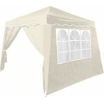 Deuba Capri Tonnelle Pliable 3 x 3 m 9m2 Pop Up Pavillon de Jardin avec 4 parois latérales enroulables étanches 6 fenêtres circulaires Crème