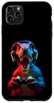 Coque pour iPhone 11 Pro Max Gaming Dinosaurs- Le T-rex joue aux jeux vidéo