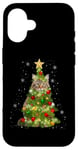 Coque pour iPhone 16 Cat Maine Coon Sapin de Noël pour les amoureux des chats