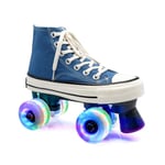 ZXSZX Professional Quad Skates For Women And Men, Double Row Canvas Roller Skates For Adults With Luminous PU Wheels For Boys, Girls, Beginners,Blue-42-US:9.5